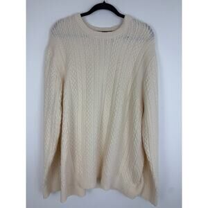 NWT Free Assembly Mens Fishermen Cable-Knit Cozy Cream Long Sleeve Sweater XL